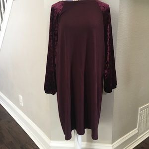 Maroon Gap dress with velvet sleeves
